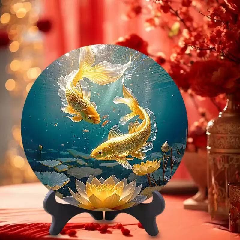 Gold Carp Living Room Decorative Ornament, Wealth Attracting Decoration, Home Prosperity, Year-Round Abundance, New Chinese Style Home Decor