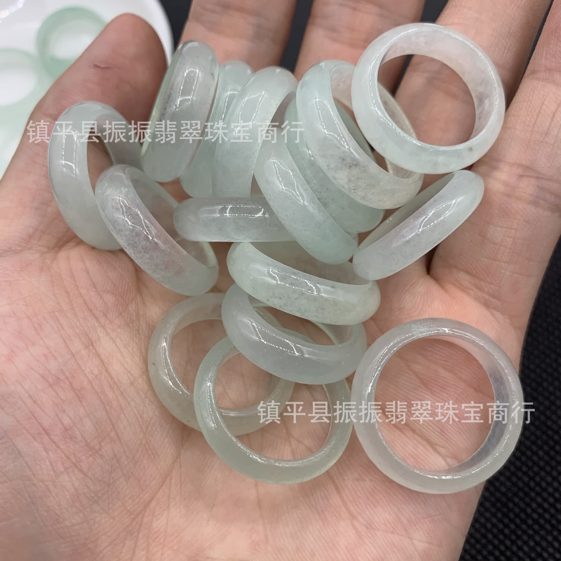 Ice light bean color ring 25mm jade jewelry for men and women jade finger ring tail ring ring ring running ring jade