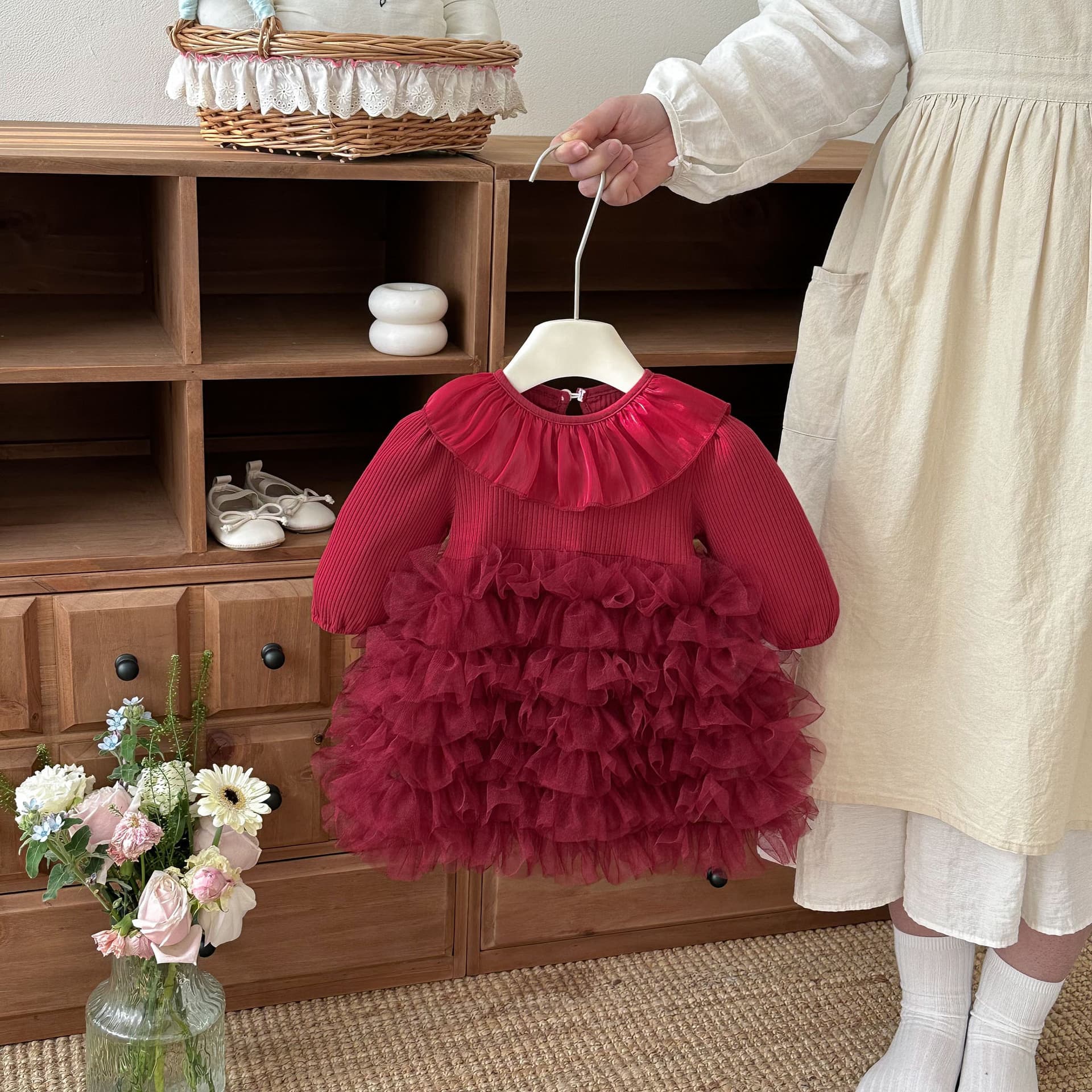 Baby Girl Fall Romper Set for First Birthday Party, Princess Dress with Cake Tutu, Onesie Outfit