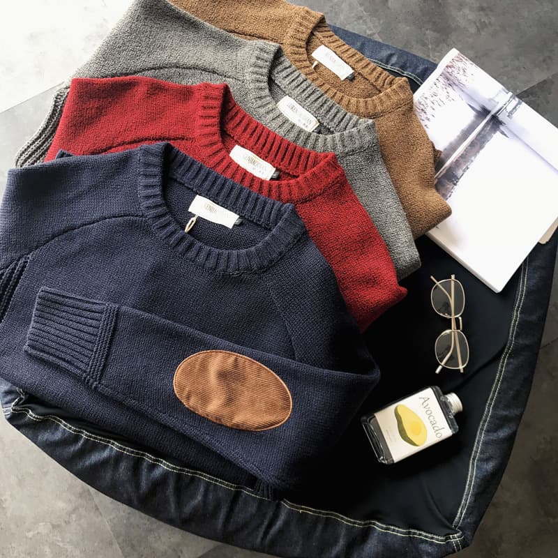Autumn/Winter Thick Men's Sweater Korean Style Trendy Bad Boy Patch Knitwear Trend Brand Base Layer Inner Wear Warm Men's Knit Shirt
