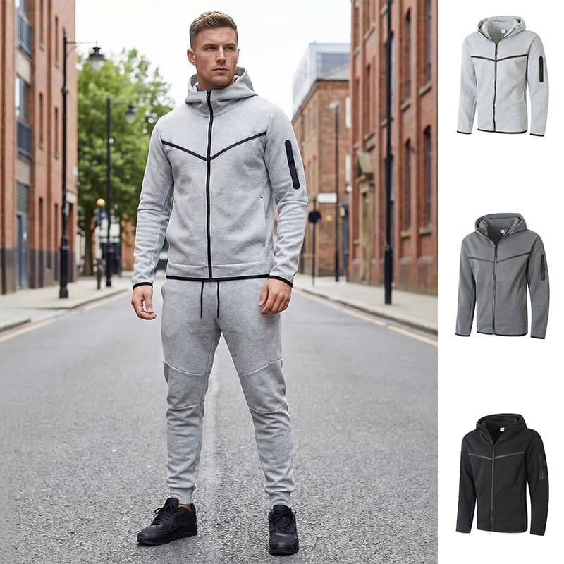 2026 foreign trade cross-border spring and autumn new style hooded sweatshirt daily sports and leisure hooded jacket trousers suit for men
