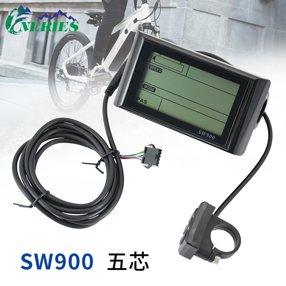 Electric Vehicle SW900 LCD Instrument Data Display 5-Pin Bicycle Conversion Kit 24-72V