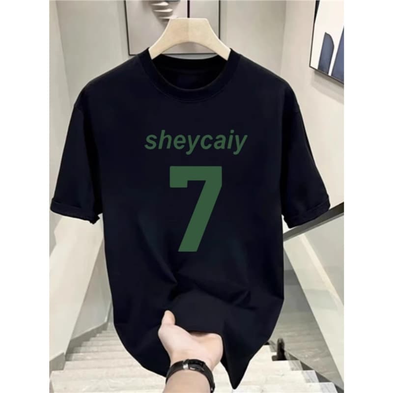 Heavyweight and versatile short-sleeved T-shirt, casual and trendy for men and women, summer ins white matching round neck top, trendy and versatile men's handkerchief