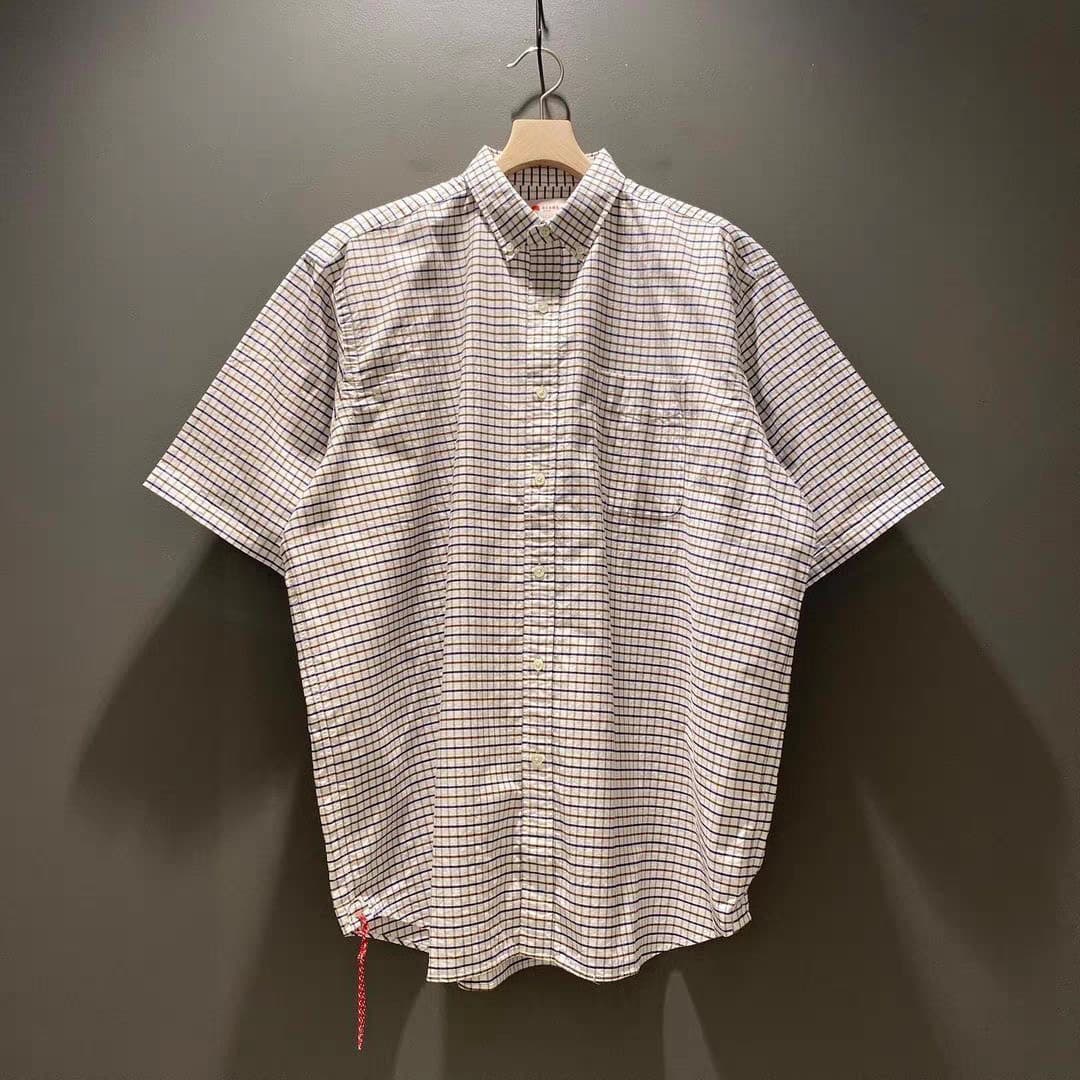 BEAMSJAPANLooseCheckB.DShirt Japanese-made red rope plaid short-sleeved shirt 25SS loose style