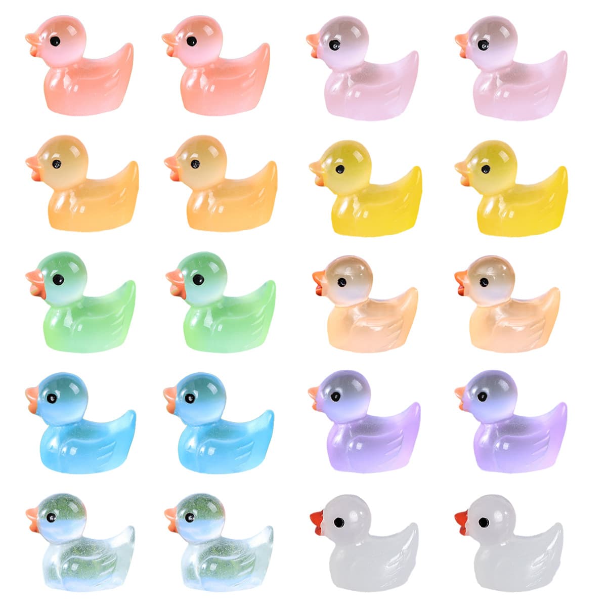 Micro-landscape colorful glowing rubber duck figurines, moss creative DIY decorations pendants accessories desktop mini ornaments
