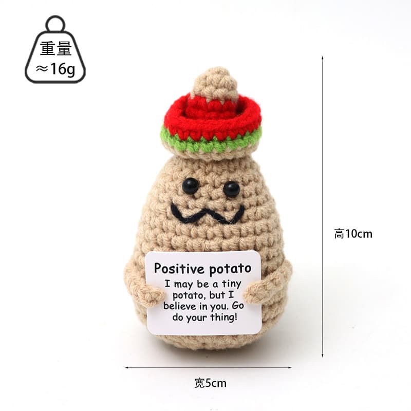 Cross-border Amazon Knit Potato Funny Positive Energy Crochet Yarn Capped Potato Hug Virtue English Card
