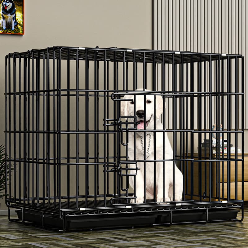 Dog Cage for Small and Medium Dogs, Heavy-Duty Iron Cage with Tray, Indoor Folding Pet Cage, Dog House, Wholesale