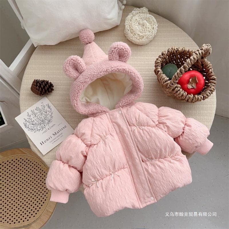 Infant Winter Fleece-Lined Thick Coat, Super Cute Princess-Style Padded Jacket for Warmth