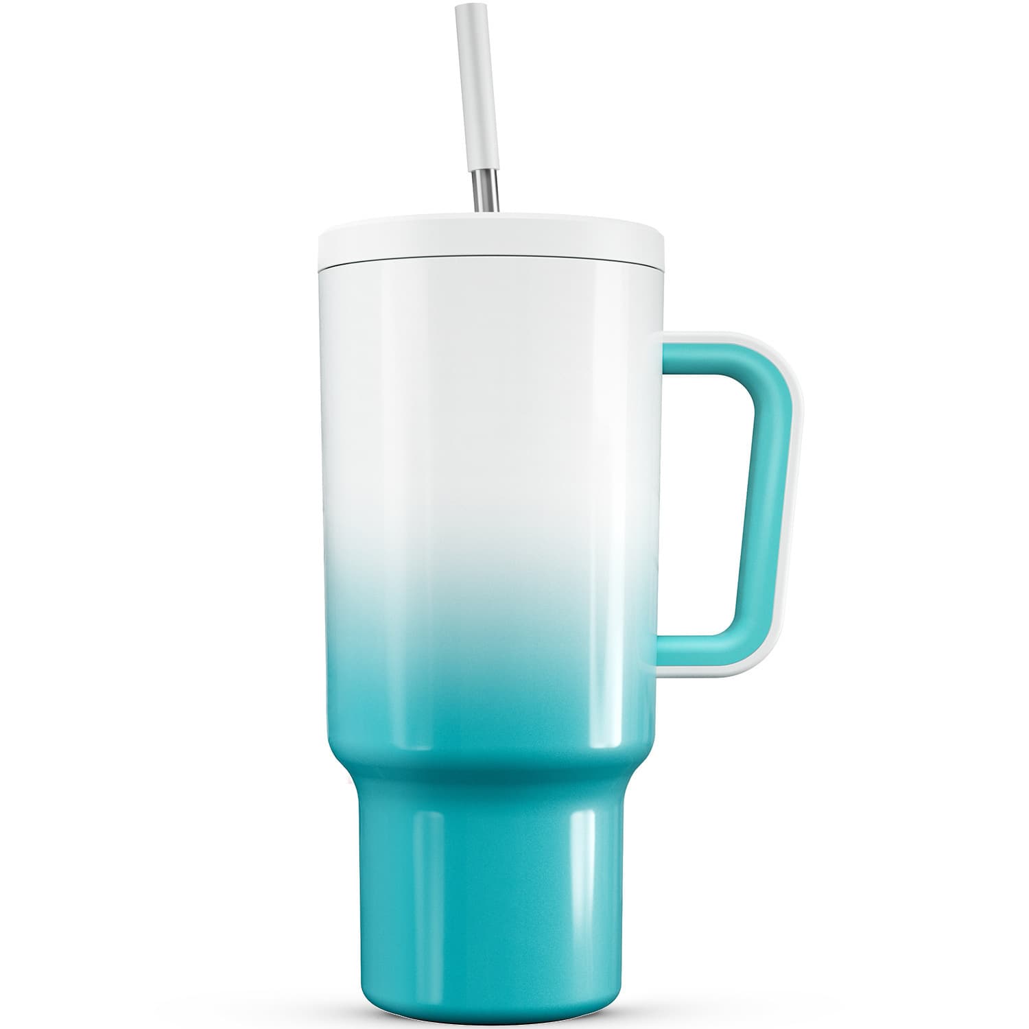 Cross-border 40oz Large Capacity Insulated Cup Stainless Steel Straw Cup with Handle Car Cup Ice Blast Cup