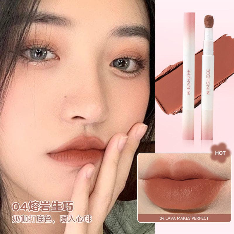 MINSHZEE Air Lip Gloss Matte Lip Cream Lip Powder Cream for Women, Natural Look, Brightening, Autumn/Winter Lip Mud