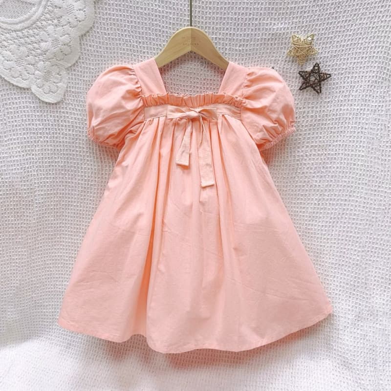 Korean style summer doll skirt for girls and babies with bow puff sleeves princess skirt floral square neck dress