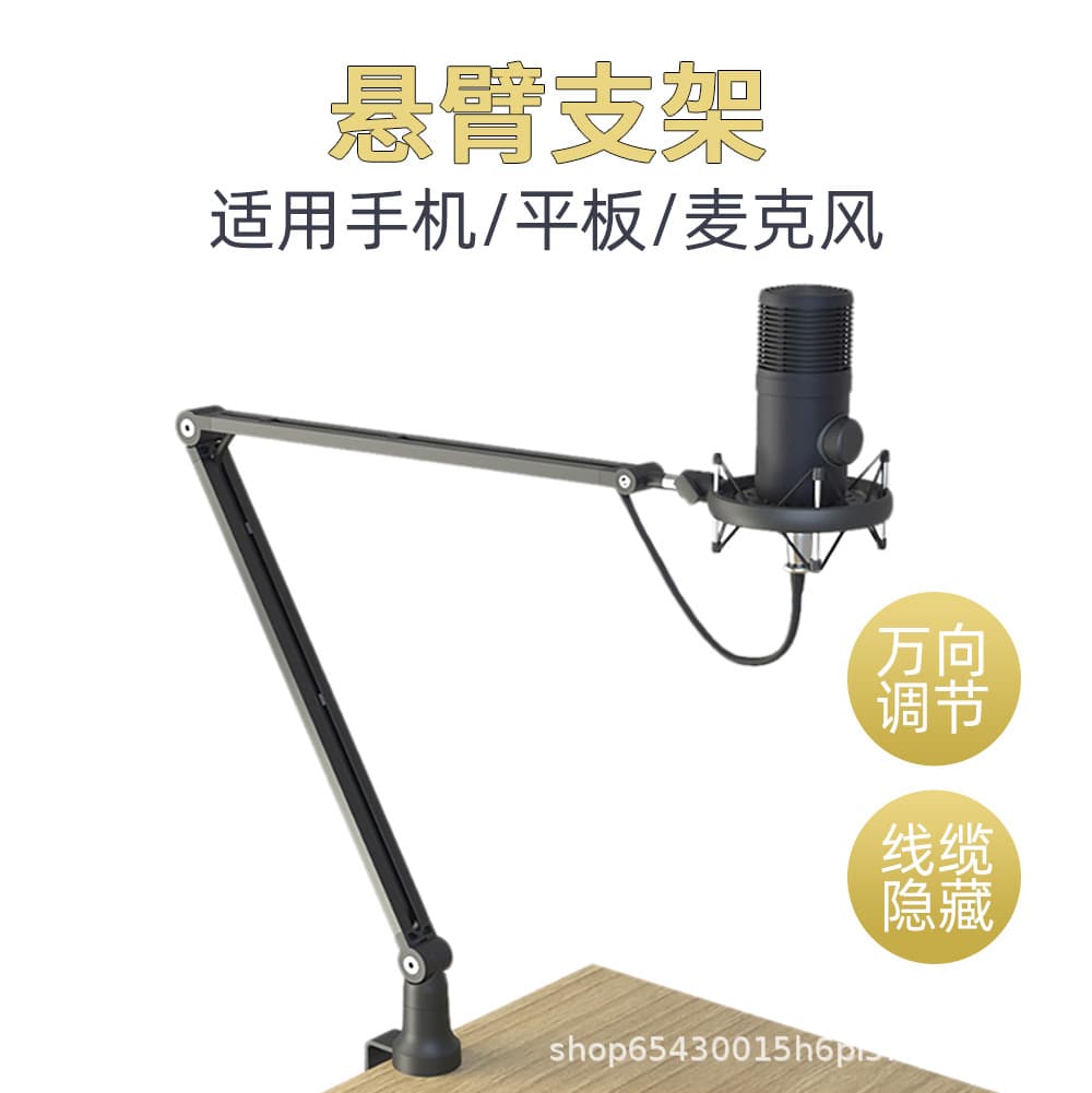 Private mold cantilever live streaming stand, phone desktop microphone, 360-degree universal telescopic export model hot-selling microphone.