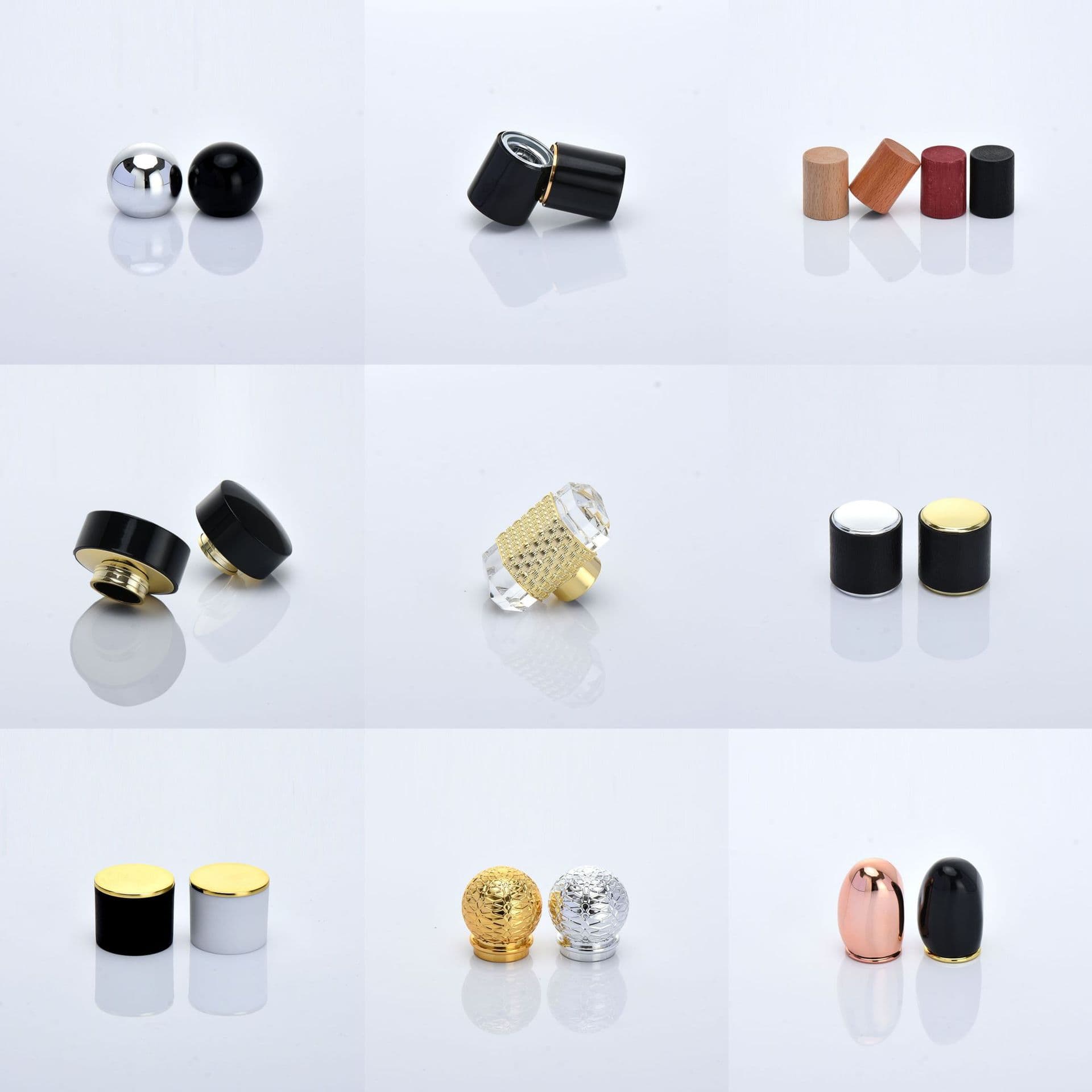 New perfume bottle cap in stock, 15mm opening beech wood round ball cap with magnetic closure