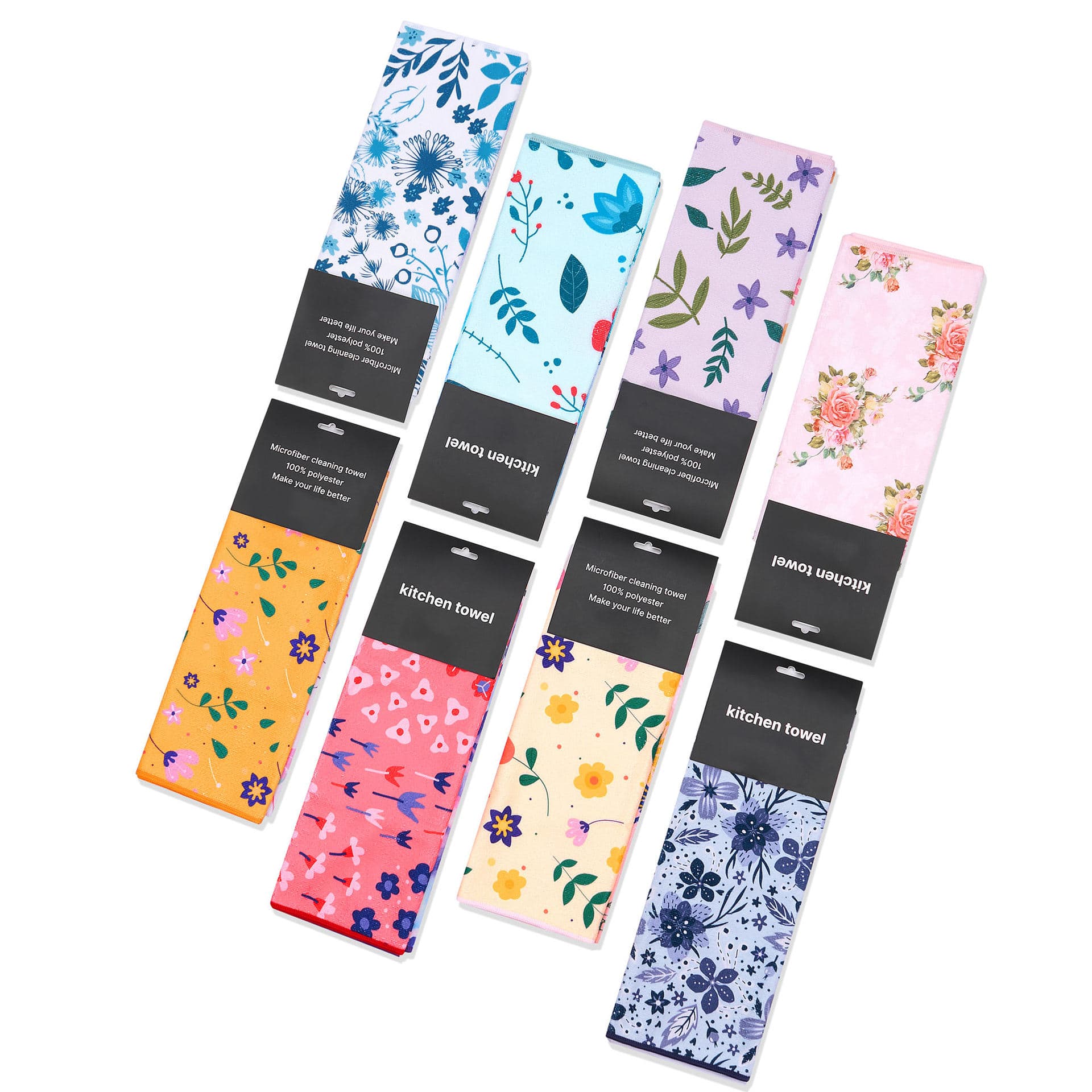 Source factory direct sales high-absorbency digital printing tea towels, quick-drying microfiber kitchen towels, customizable