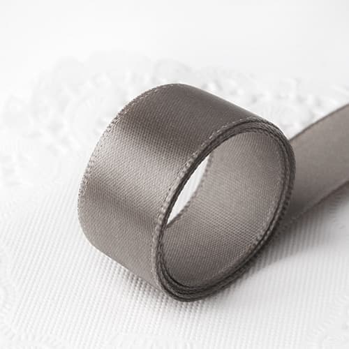 Multi-specification gray ordinary polyester satin ribbon in stock, packaging ribbon for gift box decoration, 25 yards per roll