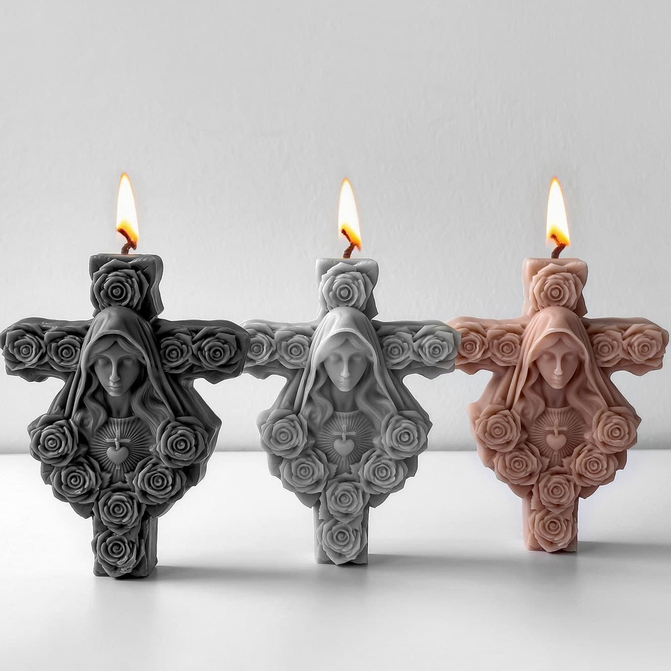Jiahuimei Figure Cross Aromatherapy Candle Silicone Mold Halloween Cross Resin Plaster Mold