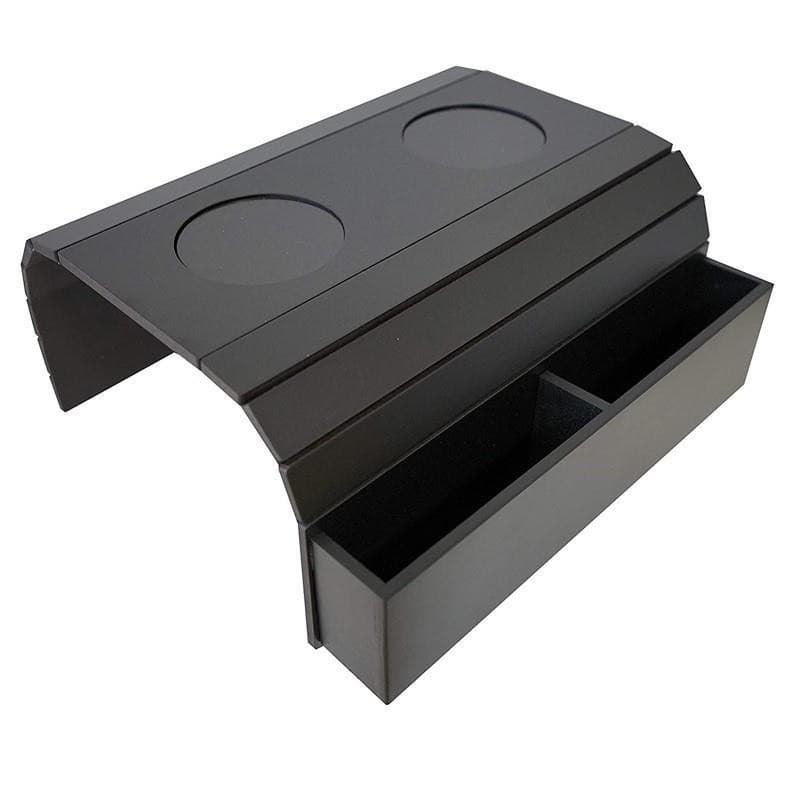 Wooden folding table tray, sofa armrest folding table in black wood