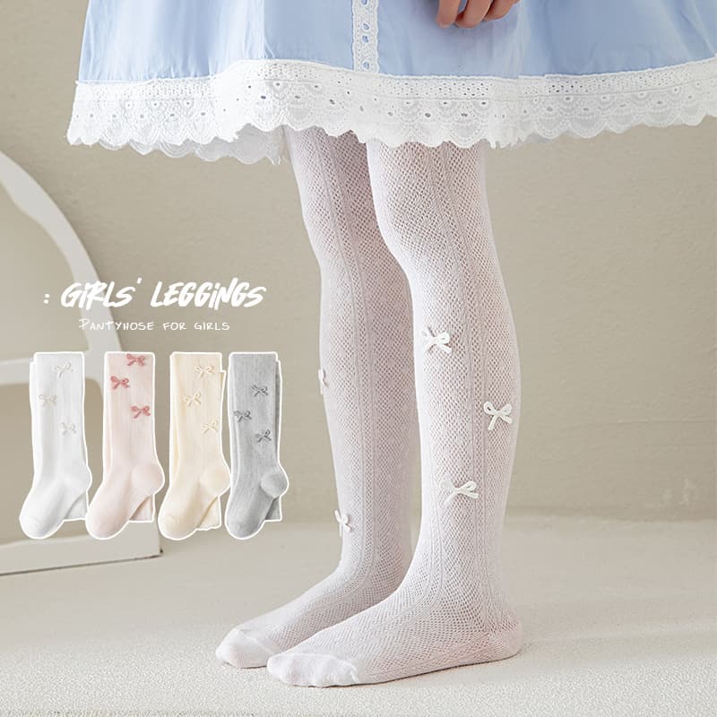 Summer new product multi-bow Japanese style cute girls and babies students mesh breathable anti-mosquito princess pantyhose