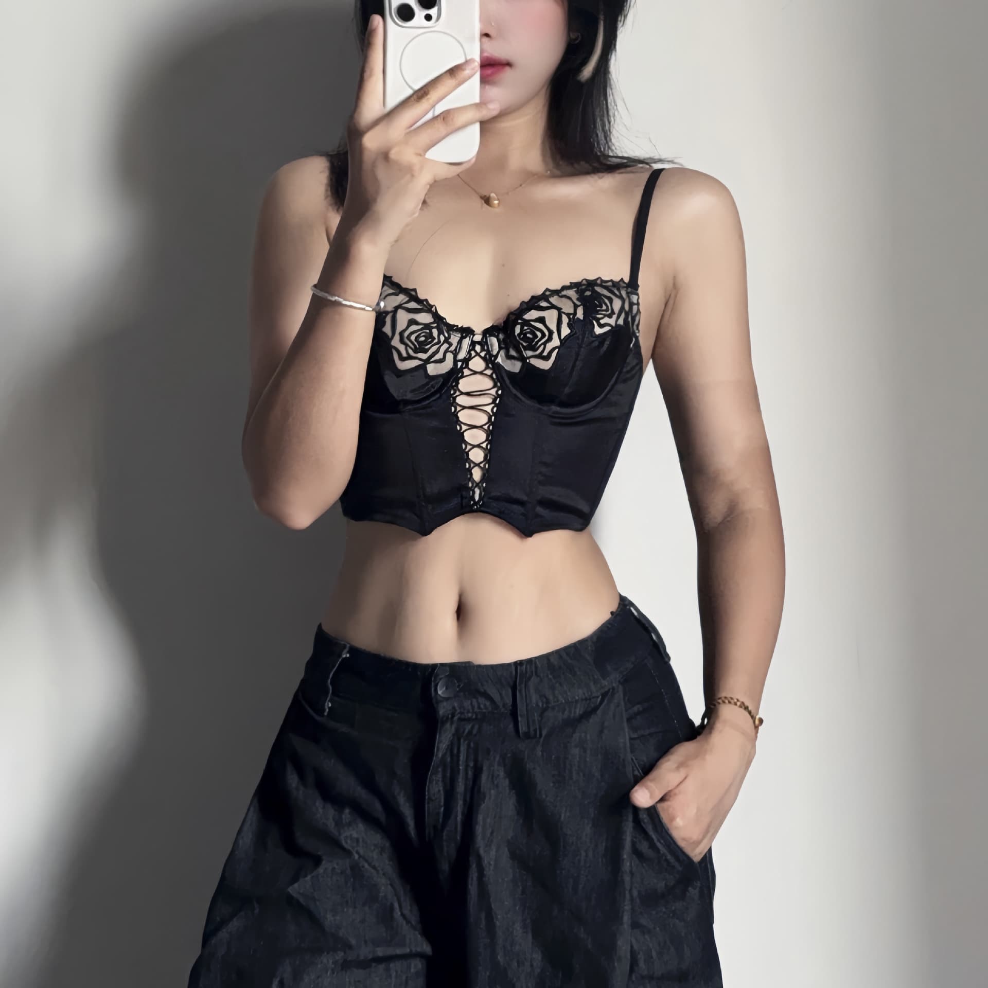 Vintage Rose Underwire Corset Vest, European/American Waist-Cinching Underwear, Shaping Push-Up French Longline Thin Bra Set for Women