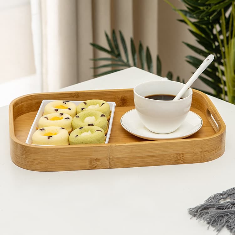 Simple Style Tea Tray Portable Tea Set Accessories Bamboo Tray Chinese Snack Plate Home Storage Rack High-End Shelf