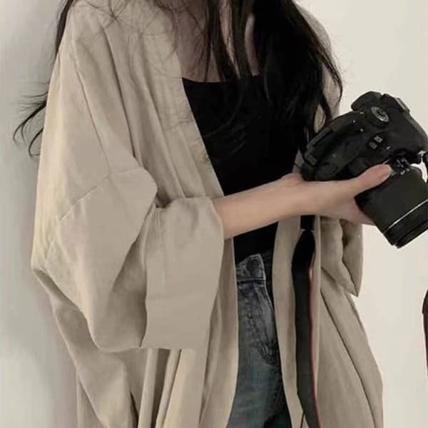Women's Cotton Shirt Summer New Style Trench Coat Mid-Length Loose Versatile Thin Sun Protection Jacket Outerwear