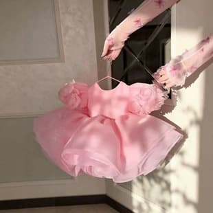 Ins New Girl Princess Dress Puff Sleeve Tutu Dress Birthday One-year-old Gown Flower Girl Dress