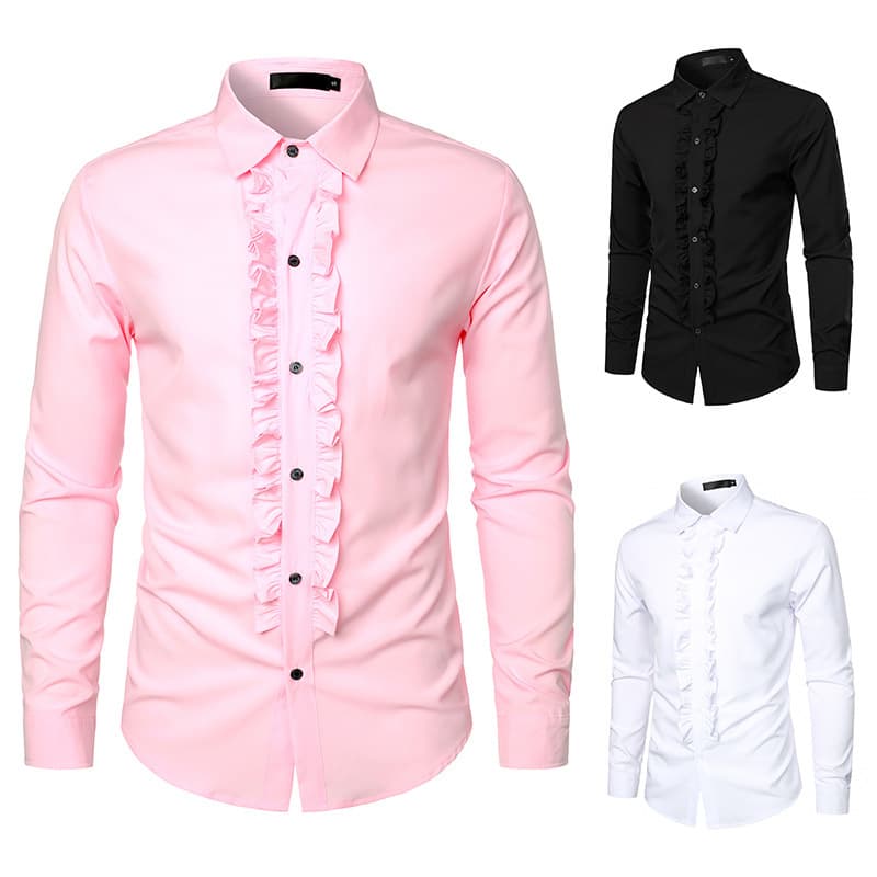 New Men's European Size Dress Shirt for Amazon Export, Fashionable Long Sleeve Shirt for Parties and Weddings