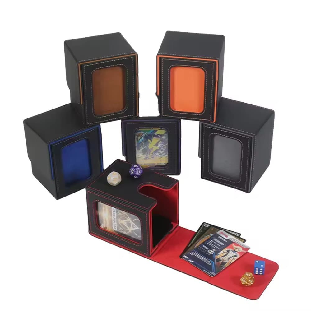 Spot high-end PU leather 100+ game card box Magic card window storage box packaging box PU card box gift box