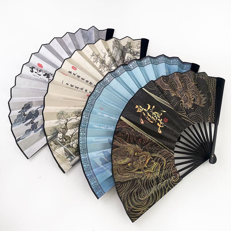 National tide antique Chinese fan boutique costume photo performance props men's folding fan 10 inch men's fan scenic spot wholesale
