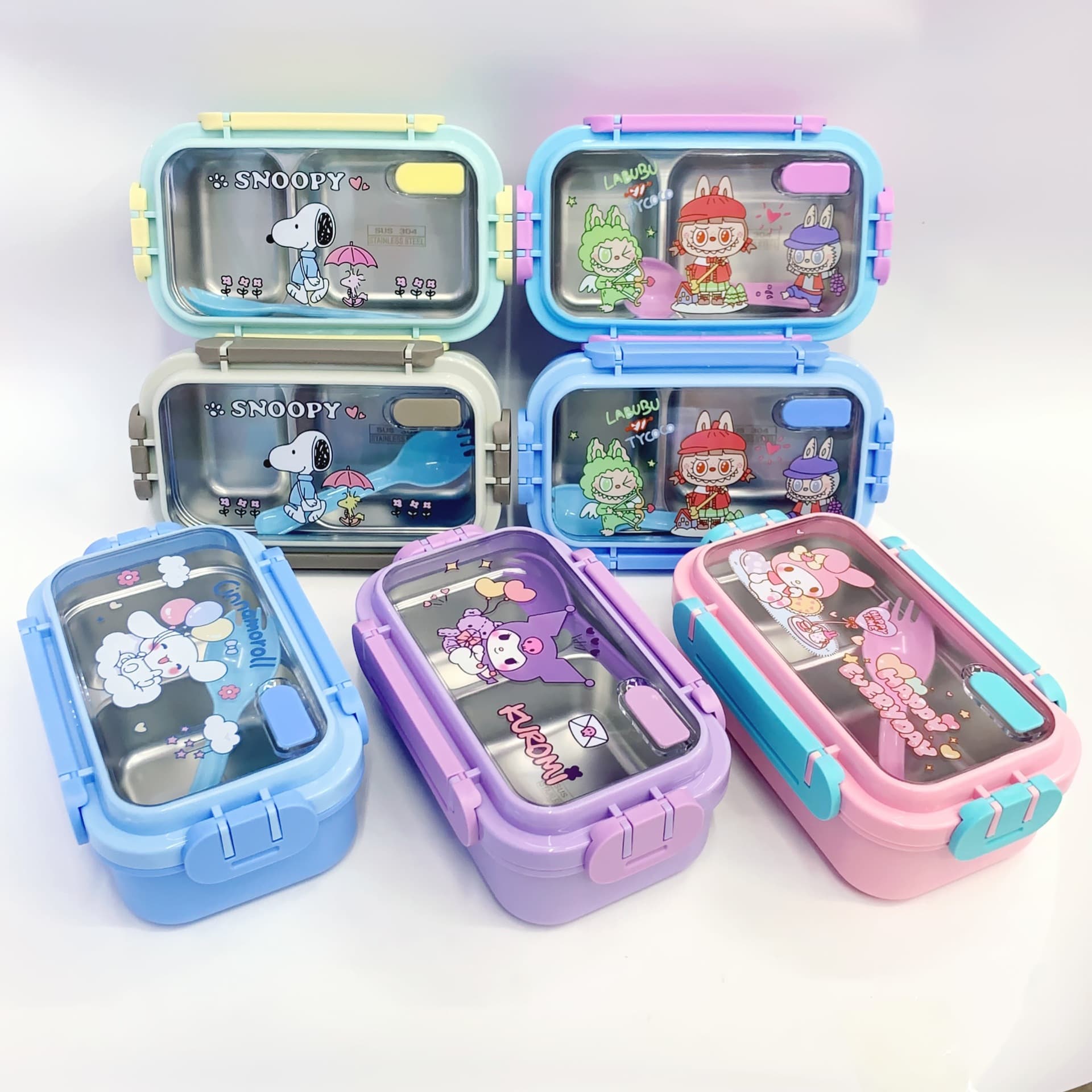 Kuromi 304 Stainless Steel Insulated Lunch Box Student Bento Box Compartment Cartoon Kids Cute Lunchbox