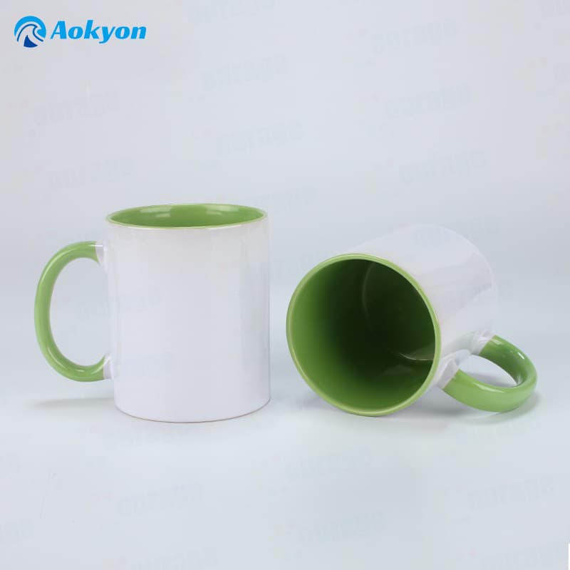 Inner handle color cup heat transfer cup wholesale white cup sublimation coating water cup mark inner color handle wholesale high value