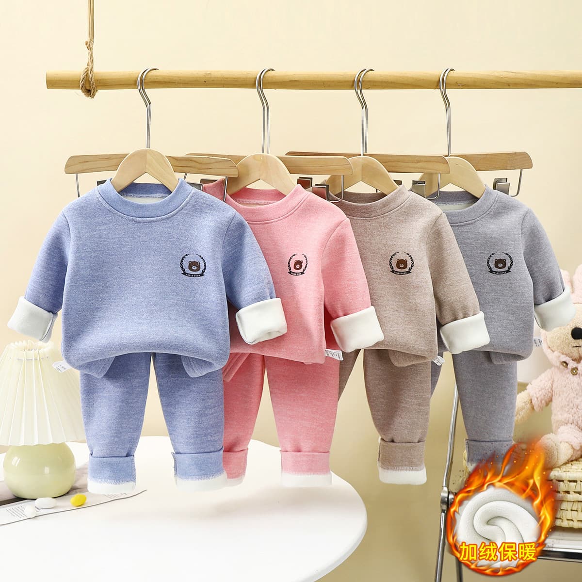 Children's Warm Clothes suit Winter New Boys' Underwear fleece-lined Thickened Girls' Winter Baby's Autumn and Winter Children's Clothing