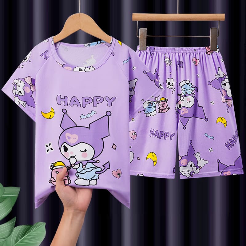 Girls' Pajamas Summer Short Sleeve Boys 2024 New Cartoon Kids Girls Summer Style Children's Set Homewear