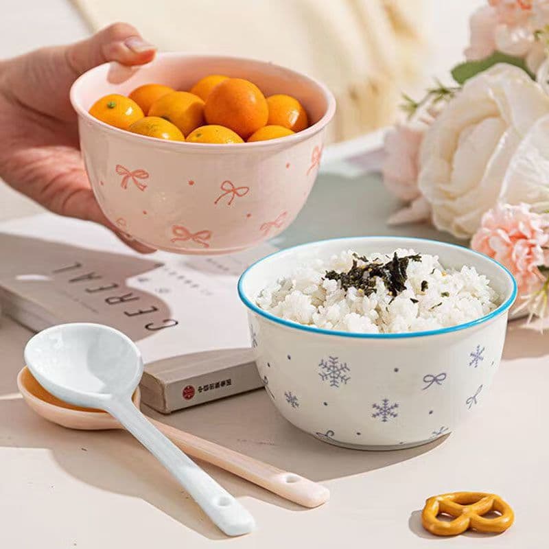 New Underglaze Ceramic Plates and Bowls Set for Home Dining, Ins-Style High-Appeal Ceramic Tableware Set, Dessert Bowl and Spoon
