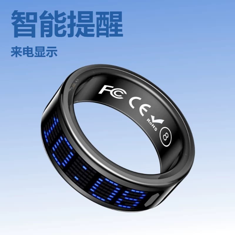 Smart Ring with Caller Id, Heart Rate, Blood Oxygen, Sleep Monitoring, Step Counting, Information Prompts, and Vibration Counting