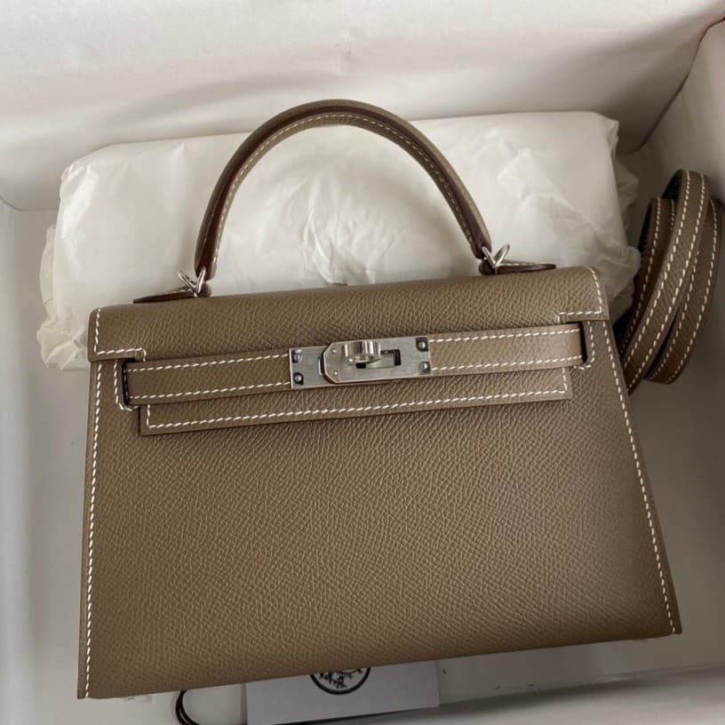 New All-Handmade Wax Thread Second Generation Kelly Mini Bag Single Shoulder Crossbody Versatile Genuine Leather Women's Bag Epsom Calfskin Small