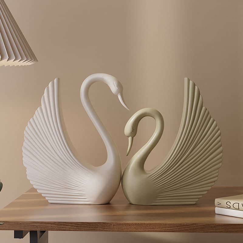 High-End Designer Art Swan Dance Ornament, Wabi-Sabi Style Living Room Entryway TV Cabinet Decoration Soft Furnishing