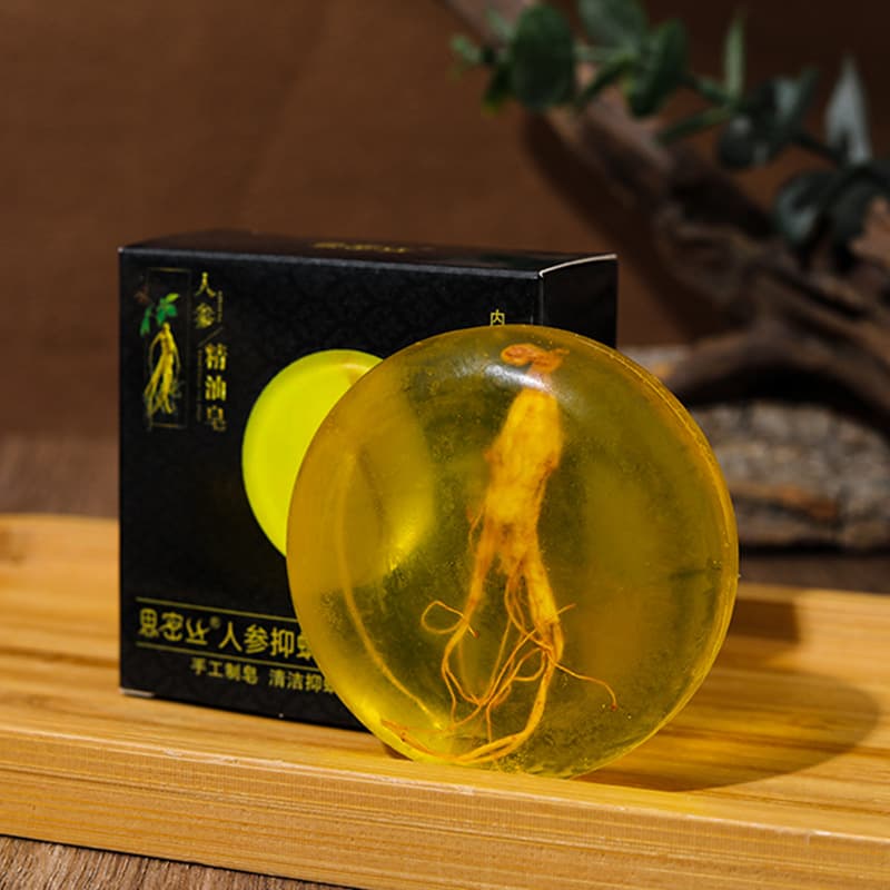 【Simisi】 Ginseng and Sophora Flavescens Essential Oil Soap, Black Box, Handmade Soap, Cleansing and Moisturizing, 80G 100G