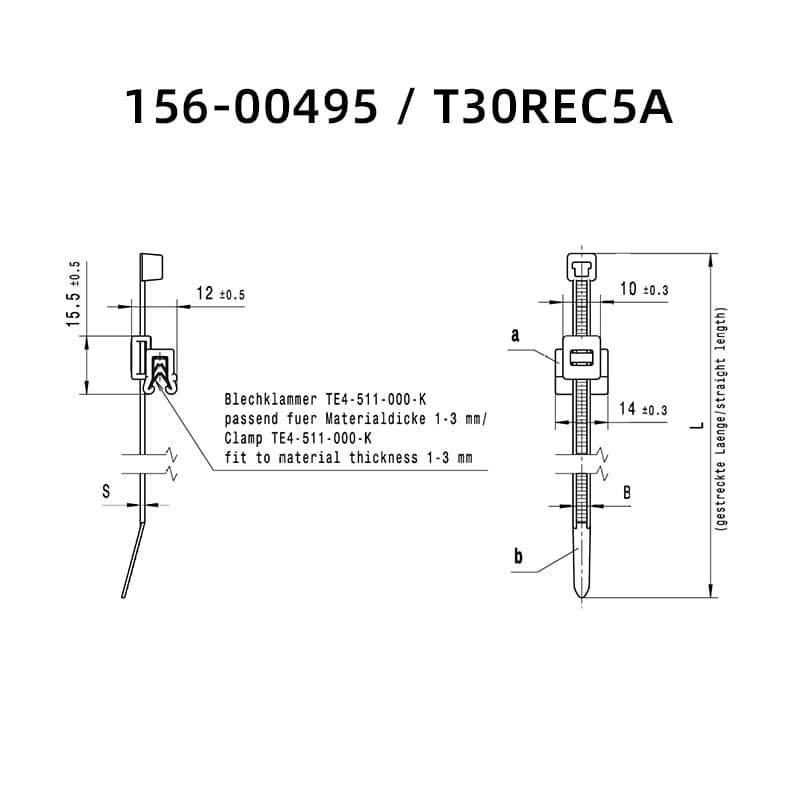 HellermannTyton sheet metal buckle cable tie automotive wire harness clip EC4 T50REC5A T50ROSEC19