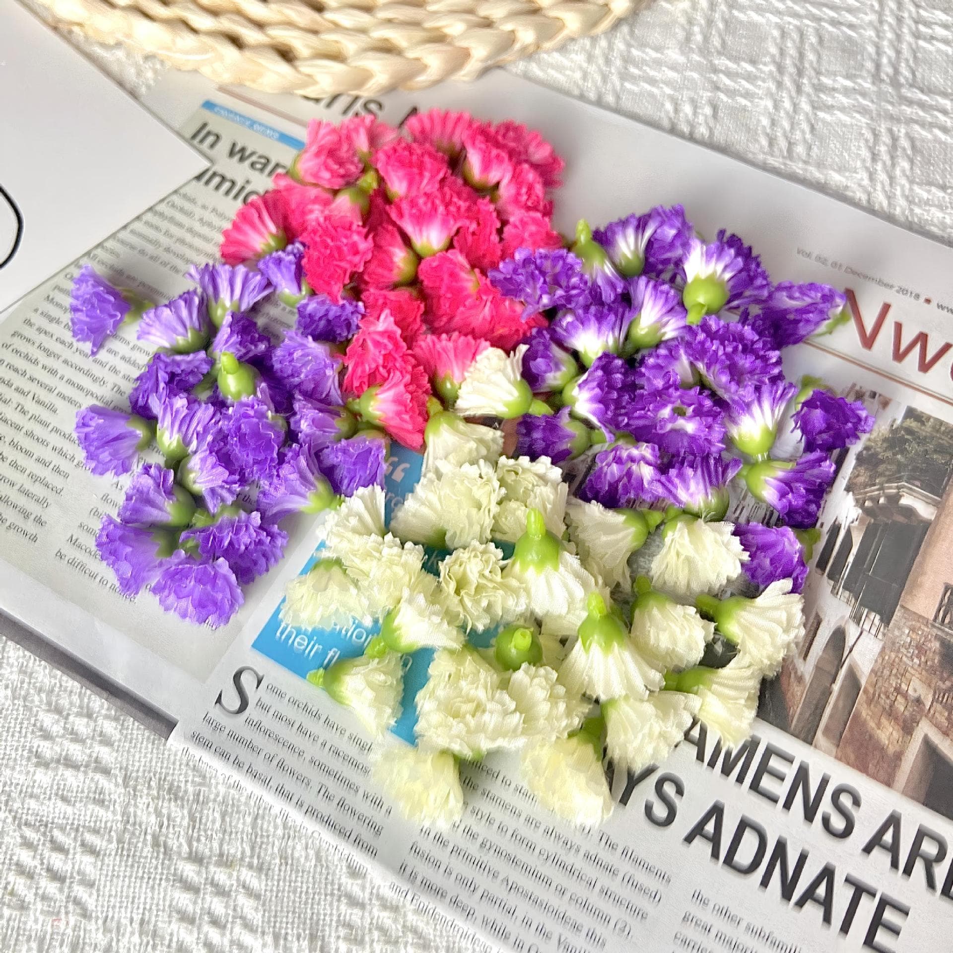 Artificial carnation small flowers, DIY materials, plant fake flowers, bouquet hair accessories, decorations, wedding high simulation