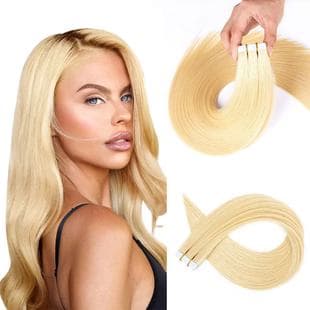 Wig 613 Tape In Hair PU Glue Hair Piece Human Hair Invisible Hair Extension Golden 613 Color Dyed