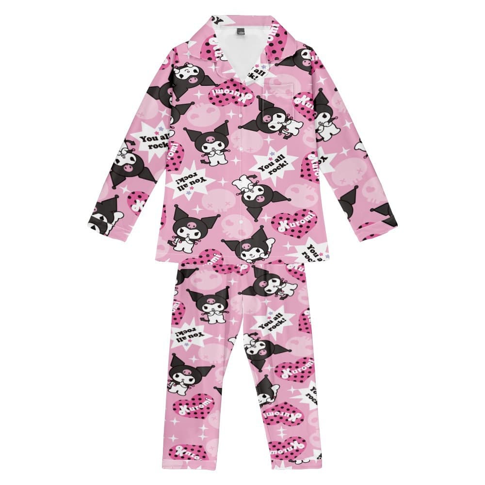 3D New Sanrio Kuromi Long Pants Long Shirt Pajama Set for Adults and Kids