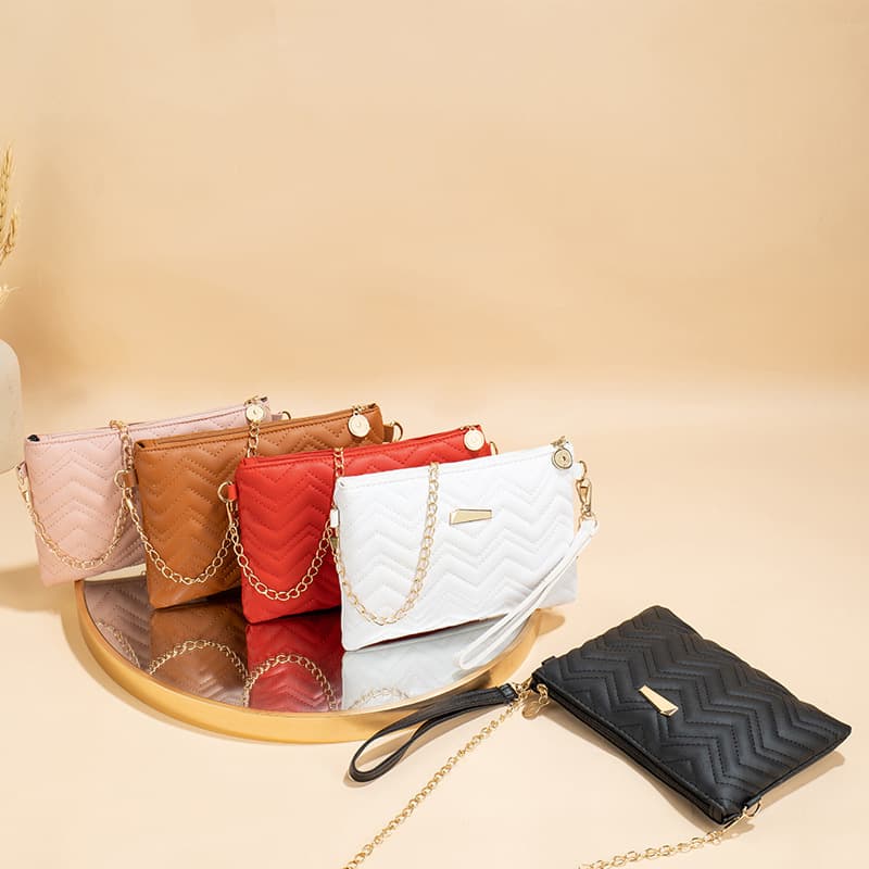 Embroidered Women's Mini Crossbody Bag 2024 Autumn Chain Stripe Small Square Handbag Two-in-one Ladies Fashion Accessory