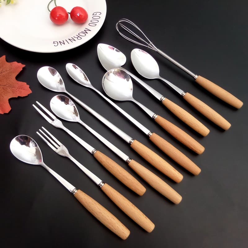 Beech Handle Egg Beater Household Manual Mixing Stick Kitchen Baking Portable Compact Wooden Handle Egg Beater Mixing Stick