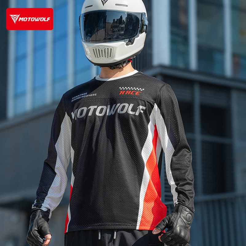 Motorcycle Quick-Dry Shirt Rider Summer T-Shirt Mesh Breathable Sun Protection Long Sleeve Comfortable Skin-Friendly Moisture-Wicking Quick-Dry Shirt Men