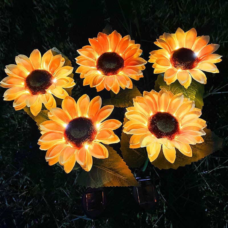 Factory customized led sunflower solar light outdoor decoration simulation floor lamp garden lawn solar panel