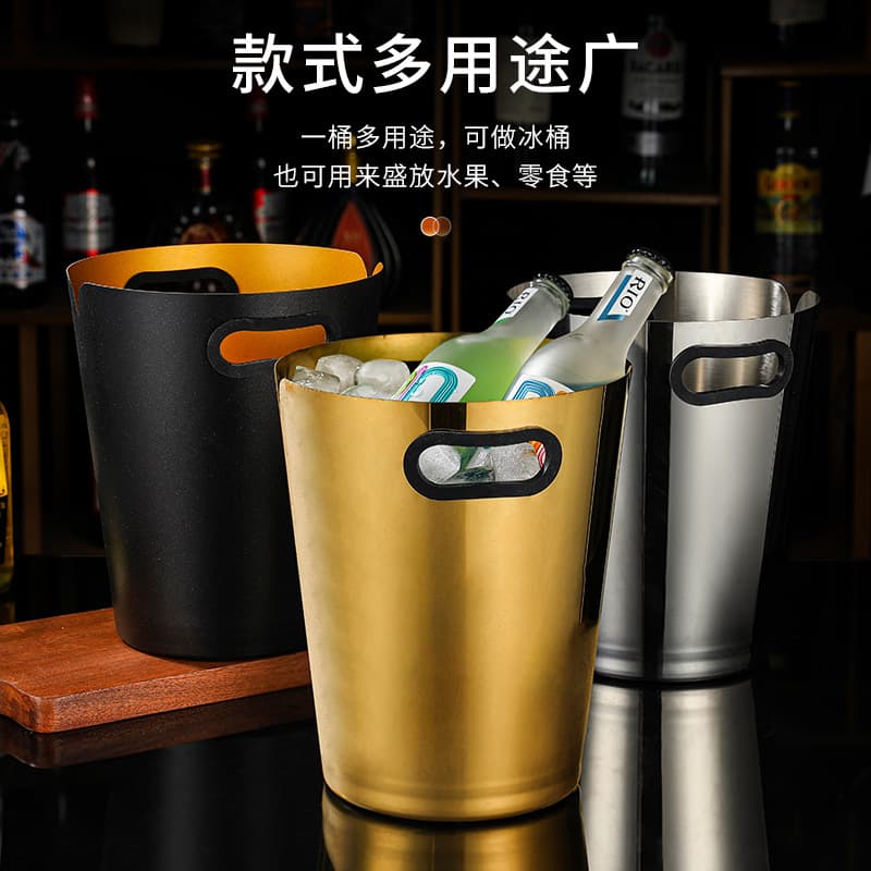 Large Capacity Stainless Steel Ice Bucket Commercial Bar Beer Bucket Champagne Barrel KTV Network Famous Ice Bucket Grain Ice