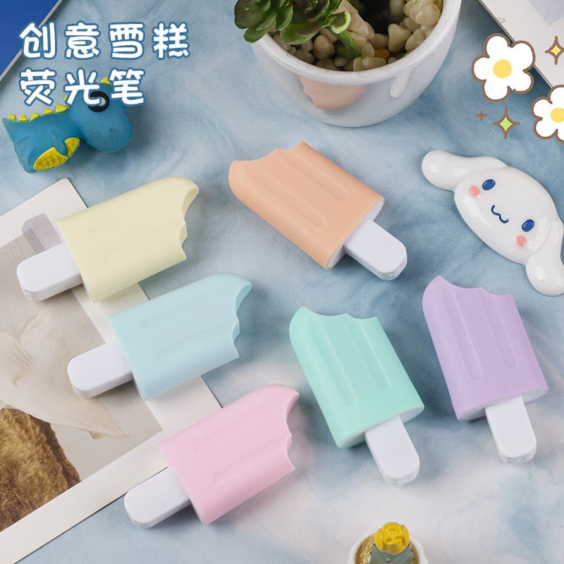 Creative Ice Cream Highlighter Marker Pen Pastel Eye-Care Color Pen Candy Color Marker Pen 3D Stroke