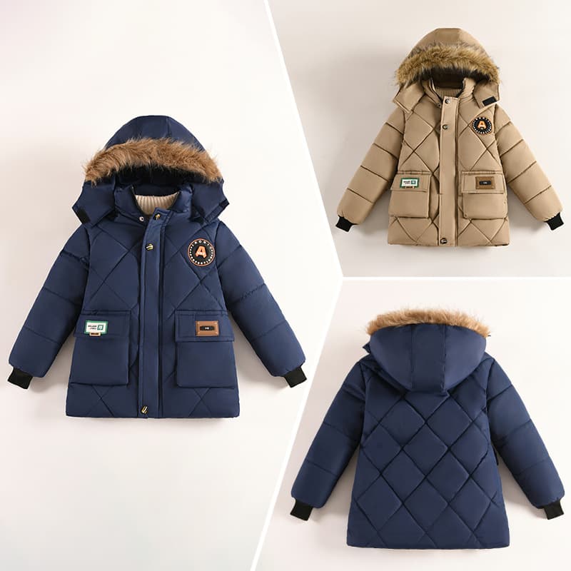 Boys' Export Winter Cotton Coat Trendy Jacket Boy Winter Outerwear New Thickened Cotton Padded Jacket