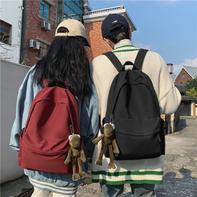 Wholesale New Student Backpack Men Korean Harajuku Style Solid Color Double Shoulder Bag Women Fashion Ins Trendy Large Capacity Backpack